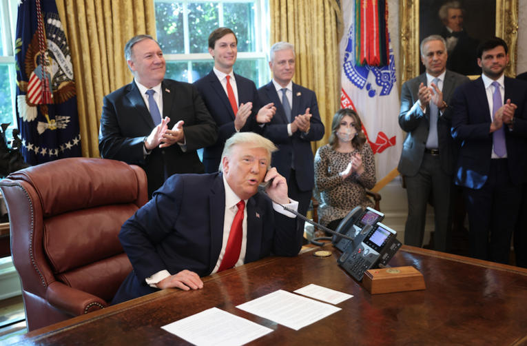 Donald Trump lors de l'annonce de l'accord Israël-Soudan à la Maison Blanche